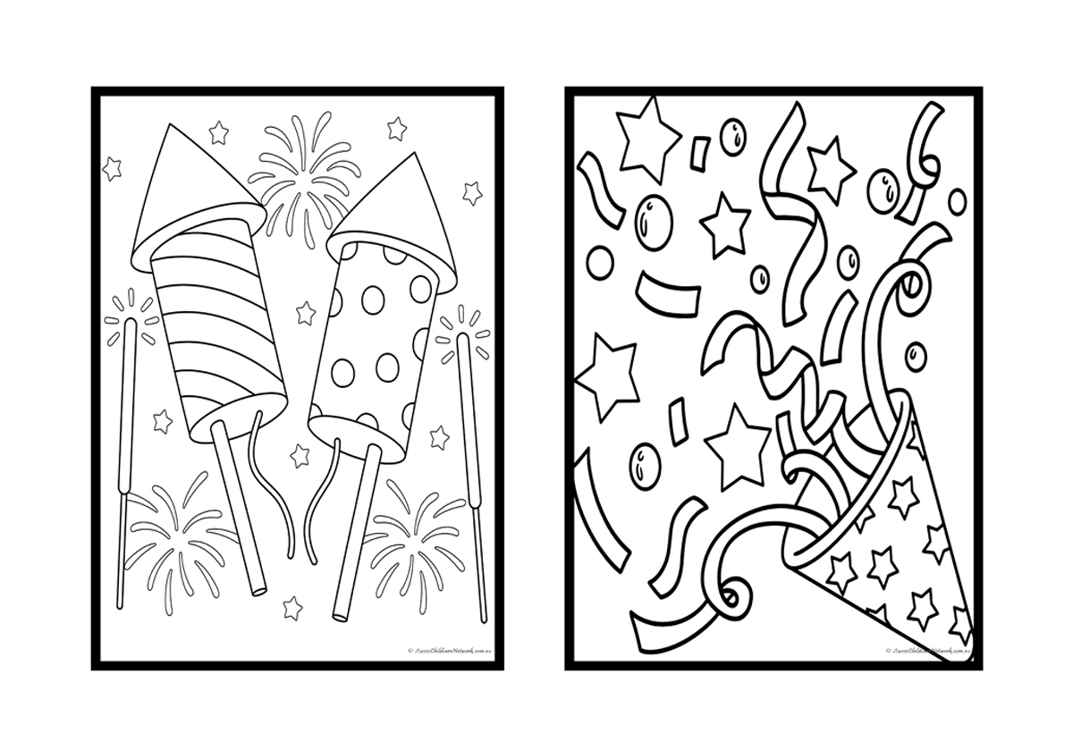 New Year Colouring Pages